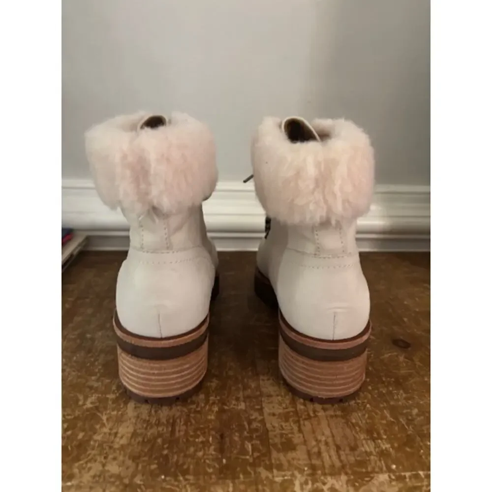 Kork-Ease Women's Winslet Winter Ankle Boot Cream Leather Sherling 7.5 New